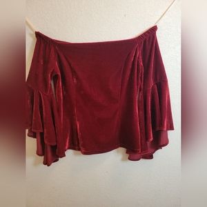 Velvet Red Boston Proper Women's Off The Shoulder Long Sleeve Blouse Size S